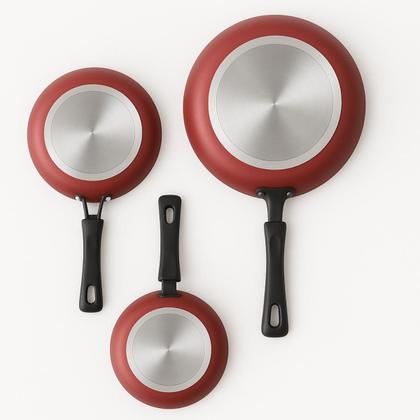 Imagem de Jogo De Frigideiras Francesas 3 Peças 14 16 20cm Cereja Nacional