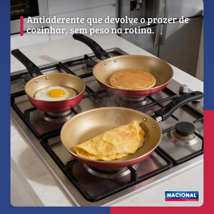 Imagem de Jogo De Frigideiras Francesas 3 Peças 14 18 24cm Cereja Nacional