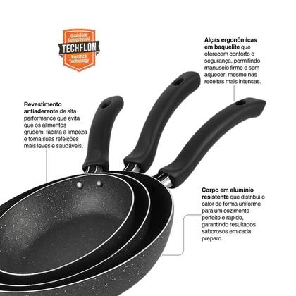 Imagem de Jogo De Frigideiras Francesas 3 Peças 14 18 24cm Preto Nacional