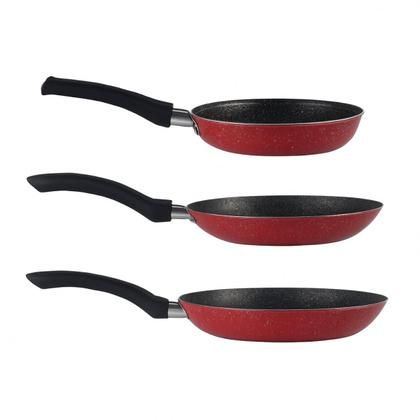 Imagem de Jogo De Frigideiras Francesas 3 Peças 14 18 24cm Vermelho Nacional