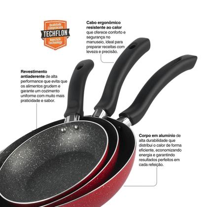 Imagem de Jogo De Frigideiras Francesas 3 Peças 14 18 24cm Vermelho Nacional