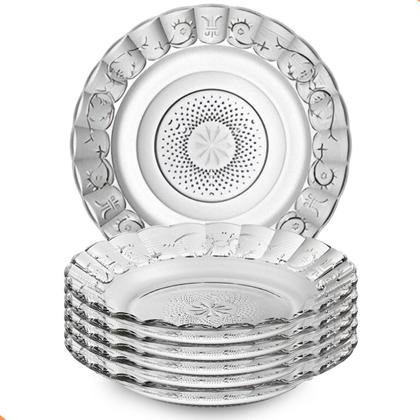 Imagem de Jogo de Jantar 12 Peças de Vidro  6 Pratos 6 Copos  Design Elegante com Alto Relevo