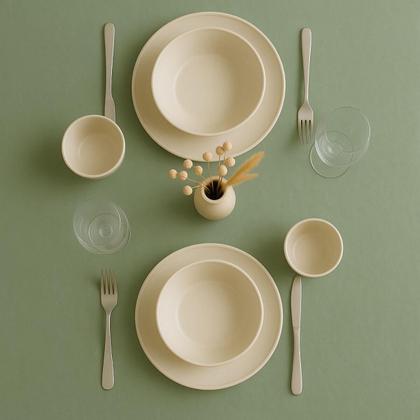 Imagem de Jogo de Jantar 18 Peças Bio Latte Cerâmica Off White Prato Raso Prato Fundo Bowl Porto Brasil Mesa Posta