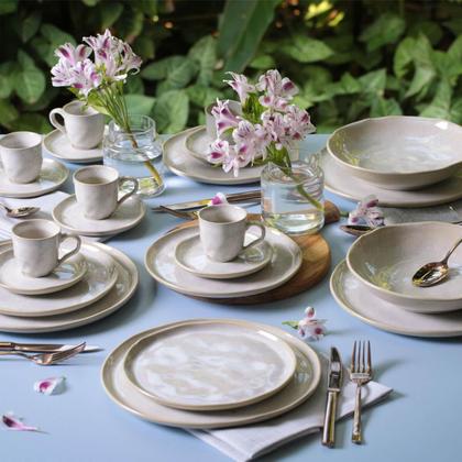 Imagem de Jogo de Jantar 36 Peças Cerâmica Stoneware Bio Latte Off White Porto Brasil Mesa Posta