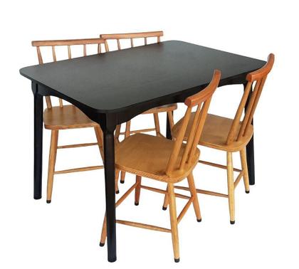 Imagem de Jogo de Jantar Colonial Brisa Mesa 110X80 cm Preta + 04 Cadeiras Mel Rustico