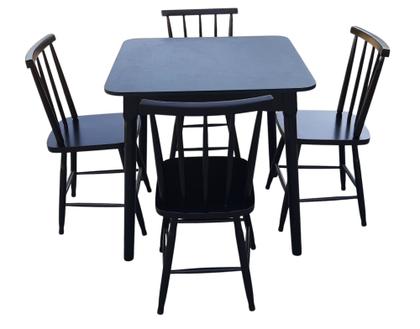 Imagem de Jogo de Jantar Colonial Brisa Mesa 80x80cm Preta + 04 Cadeiras Pretas - Rustico Linda