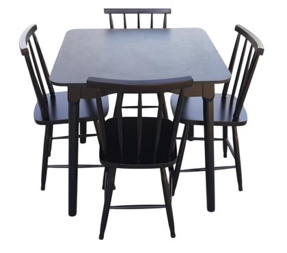 Imagem de Jogo de Jantar Colonial Brisa Mesa 80x80cm Preta + 04 Cadeiras Pretas - Rustico Linda