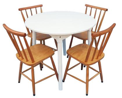 Imagem de Jogo de Jantar Colonial Brisa Mesa Branca 90 cm + 04 Cadeiras Mel Rustico