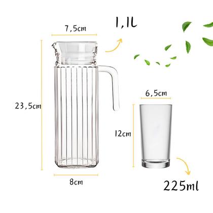Imagem de Jogo De Jarra 1L Com 6 Copos 240ml Em Vidro Para Água Suco