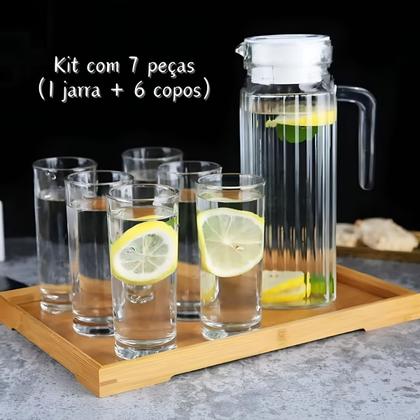 Imagem de Jogo De Jarra 1L Com 6 Copos 240ml Em Vidro Para Água Suco