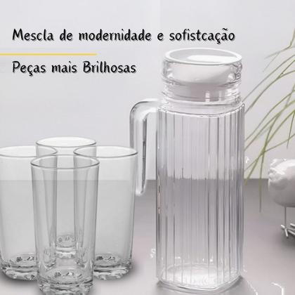 Imagem de Jogo De Jarra 1L Com 6 Copos 240ml Em Vidro Para Água Suco