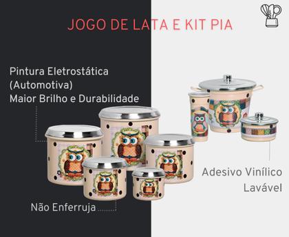 Imagem de Jogo De Lata e Kit Pia Decoupage Conjunto de Potes 8 pçs para Mantimenrtos e Cozinha Organizada