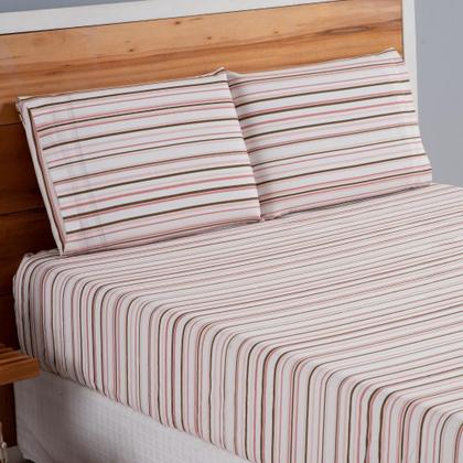 Imagem de Jogo de Lençol 3 Pçs Casal Padrão Dia a Dia Simples Estampado Percal 180 Fios com Elástico