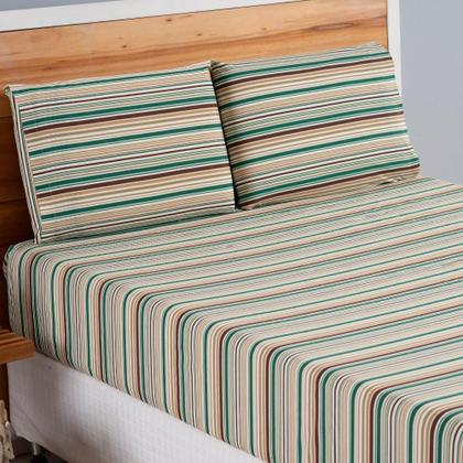 Imagem de Jogo de Lençol 3 Pçs Casal Queen Dia a Dia Simples Estampado Percal 180 Fios com Elástico