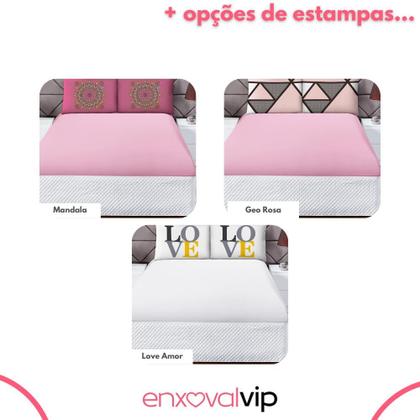 Imagem de Jogo de Lençol 3 Peças Elástico 180 Fios Cama Macio com Fronha Estampada Digital Decorativa