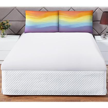 Imagem de Jogo de Lençol 3 Peças Elástico 180 Fios Cama Macio com Fronha Estampada Digital Decorativa