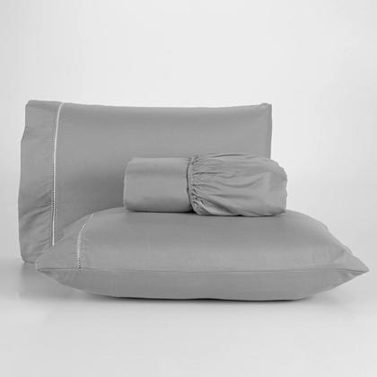 Imagem de Jogo De Lençol 400 Fios Percal Poliéster Liso Toque Macio com Elástico Diversos Tamanho Solteiro Casal Queen King Size