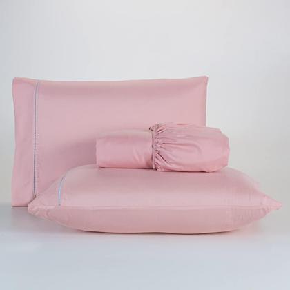 Imagem de Jogo De Lençol 400 Fios Percal Poliéster Liso Toque Macio com Elástico Diversos Tamanho Solteiro Casal Queen King Size