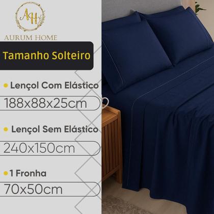 Imagem de Jogo De Lençol 400 Fios Ponto Palito Cama Solteiro Casal Queen King Toque Macio Completo 3 e 4 Peças