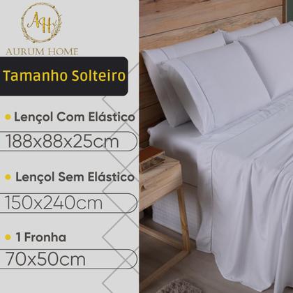 Imagem de Jogo De Lençol 400 Fios Ponto Palito Cama Solteiro Casal Queen King Toque Macio Completo 3 e 4 Peças