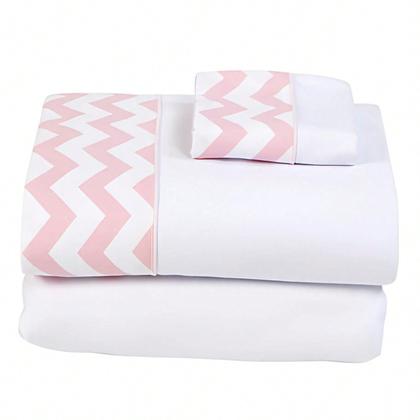 Imagem de Jogo de Lençol Ajustável de Berço com Fronha, Macio, Hipoalergênico, Estampado, 200 Fios, para Menin