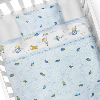 Imagem de Jogo De Lençol Berço Americano Bebê Estampado C/ Vira 3 Pçs 100% Algodão Menina Menino - Papi