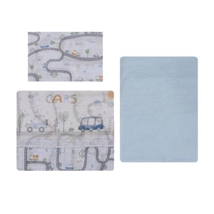 Imagem de Jogo de Lençol Berço Americano C/ Vira 3 Pçs 100%Algodão Menina Menino - Papi