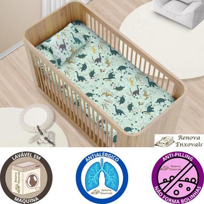 Imagem de Jogo de Lençol Berço Americano em Malha com Elástico Antialérgico Menina ou Menino - 70% Algodão e 30% Poliéster - 70 cm x 1,30 cm x 12 cm