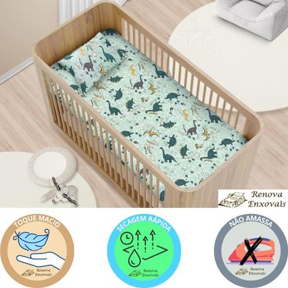 Imagem de Jogo de Lençol Berço Americano em Malha com Elástico Antialérgico Menina ou Menino - 70% Algodão e 30% Poliéster - 70 cm x 1,30 cm x 12 cm