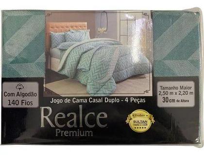 Imagem de Jogo de Lençol Cama Casal 4 Peças 2,5x2,2 Aiko Verde Sultan
