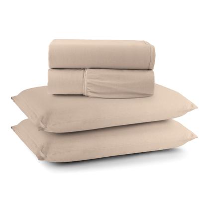 Imagem de Jogo de Lençol Cama Liso Casal 04 Pçs Malha 100% Algodão Macio Elástico Toda Volta Luxo