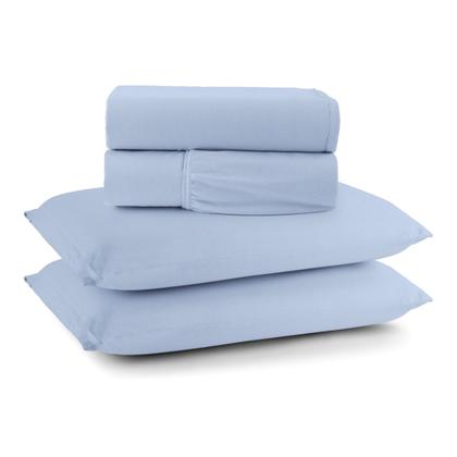 Imagem de Jogo de Lençol Cama Liso Casal 04 Pçs Malha 100% Algodão Macio Elástico Toda Volta Luxo
