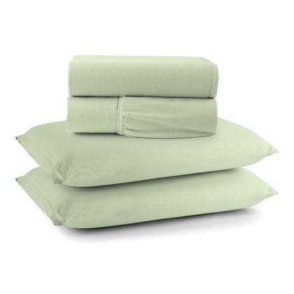 Imagem de Jogo de Lençol Cama Liso Casal 04 Pçs Malha 100% Algodão Macio Elástico Toda Volta Luxo