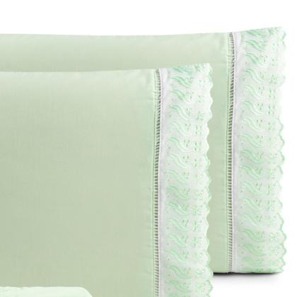 Imagem de Jogo de Lençol Cama Queen 4 Peças 100% Algodão Percal 180 fios Com Lese