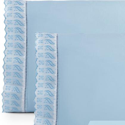 Imagem de Jogo de Lençol Cama Queen 4 Peças 100% Algodão Percal 180 fios Com Lese