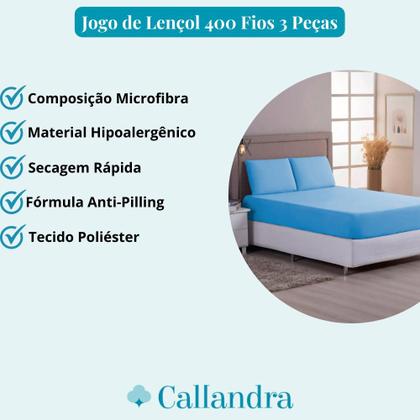 Imagem de Jogo de Lençol Cama Queen 400 Fios 3 Peças Com Elástico