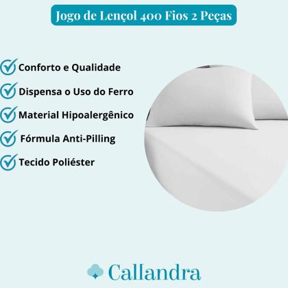 Imagem de Jogo de Lençol Cama Solteiro 2 Peças 400 Fios com elástico em toda a volta
