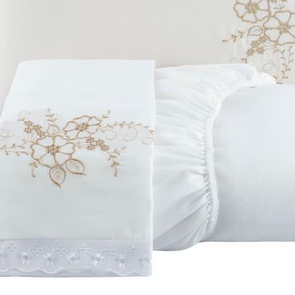 Imagem de Jogo de Lençol Cama Solteiro 2 Peças com Elástico Bordado