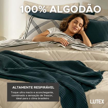 Imagem de Jogo de Lençol Cama Solteiro Karsten Percal Importado 100% Algodão Estampado 3 Peças Cor:Magnus - Listra Azul