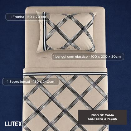 Imagem de Jogo de Lençol Cama Solteiro Karsten Percal Importado 100% Algodão Estampado 3 Peças Cor:Magnus - Listra Azul