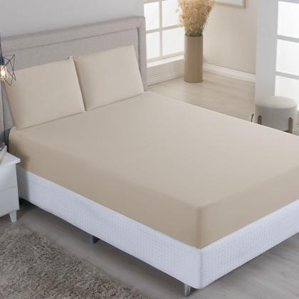 Imagem de Jogo de Lençol Casal 03 Pçs C/ Elástico Malha 100% Algodão Liso