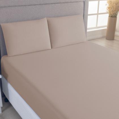 Imagem de Jogo de Lençol Casal 03 Pçs C/ Elástico Malha 100% Algodão Liso