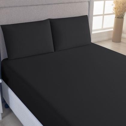 Imagem de Jogo de Lençol Casal 03 Pçs C/ Elástico Malha 100% Algodão Liso