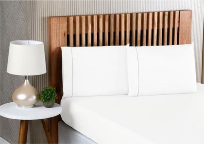 Imagem de Jogo de Lençol Casal 3 Peças 100 % Algodão Percal 200 Fios com acabamento em Ponto Palito