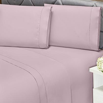 Imagem de Jogo De Lençol Casal 3 Peças 400 Fios Toque Aveludado Rose
