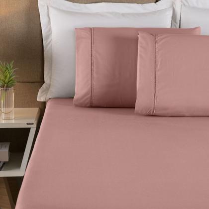 Imagem de Jogo De Lençol Casal 3 Peças 400 Fios Toque Aveludado Rose