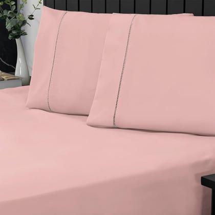 Imagem de Jogo De Lençol Casal 3 Peças 400 Fios Toque Aveludado Rose