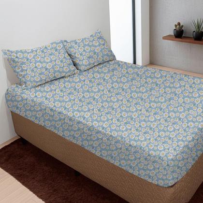 Imagem de Jogo De Lençol Casal 3 Peças Simples Micropercal Cama Box Lençol com Elastico e 2 Fronhas