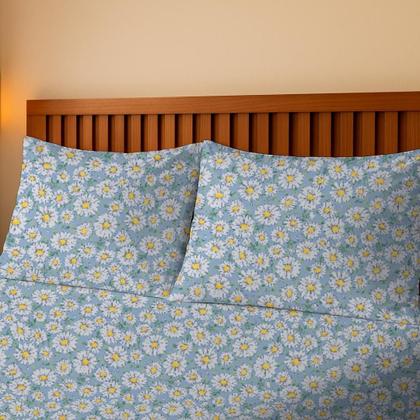 Imagem de Jogo De Lençol Casal 3 Peças Simples Micropercal Cama Box Lençol com Elastico e 2 Fronhas