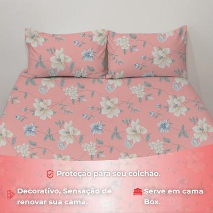 Imagem de Jogo De Lençol Casal 3 Peças Simples Micropercal Cama Box Lençol com Elastico e 2 Fronhas
